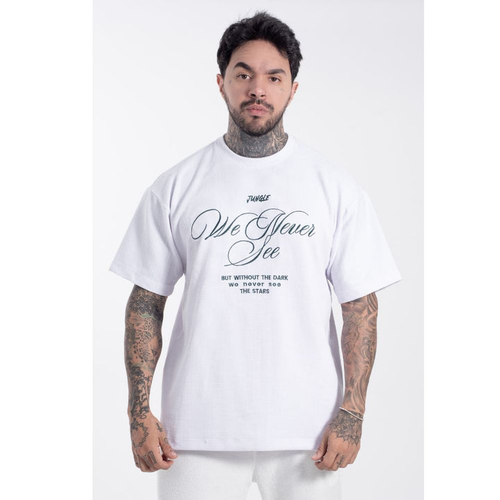 Camiseta Oversize Bordada Tela Premiun Blanca