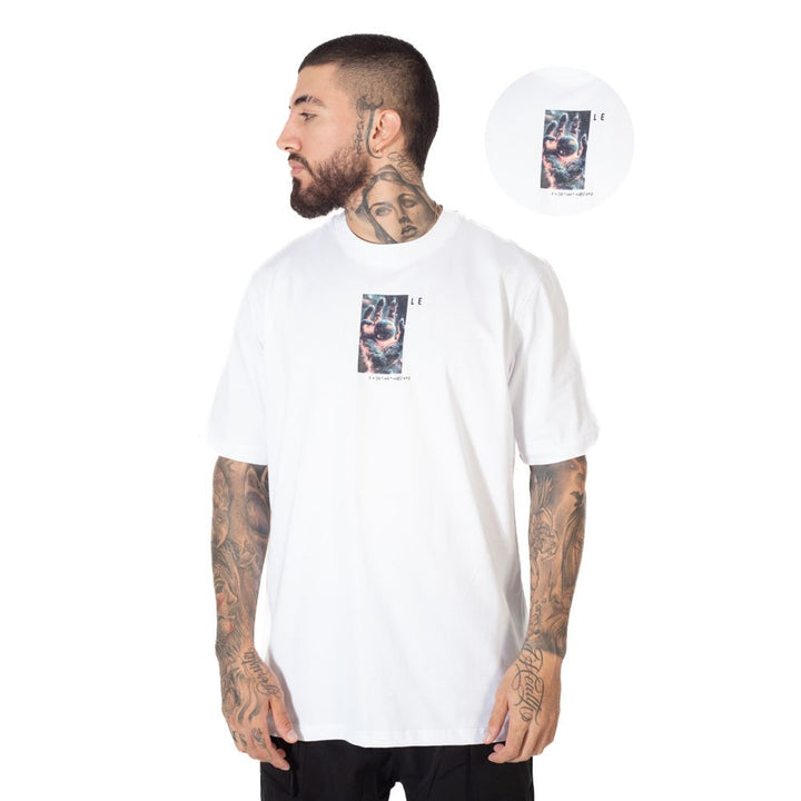 Camiseta Oversize Estampada Mano Fuego Color Blanco