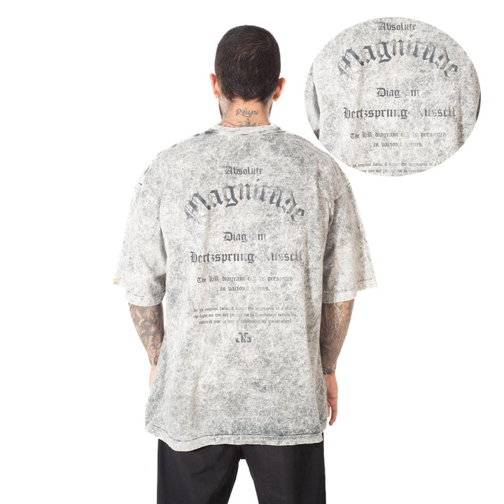 Camiseta Oversize Acidwash Estampada Gris