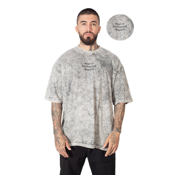 Camiseta Oversize Acidwash Estampada Gris
