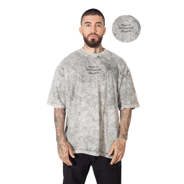 Camiseta Oversize Acidwash Estampada Gris