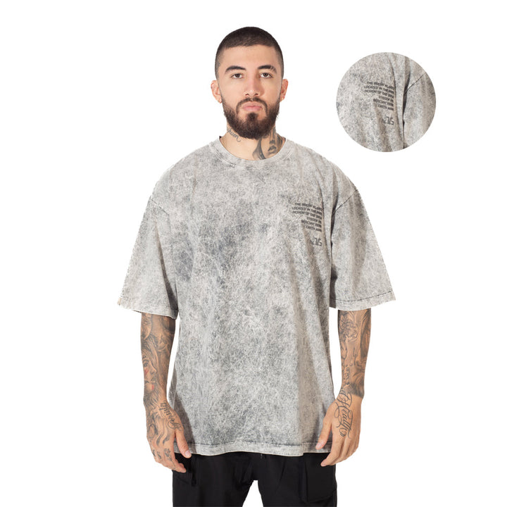 Camiserta Oversize con Acidwash Gris